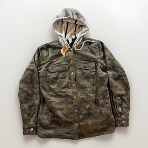NWT Duluth Trading Co Flex Fire Hose Lined Hooded Shirt Jacket Womens M Camo NEW
